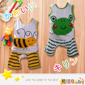 魔法Baby~日系動物系列背心短褲套裝(蜜蜂.青蛙)~男女童裝~k28447