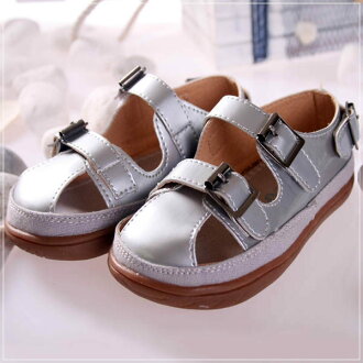 魔法Baby ~KUKI 酷奇亮皮帥氣系童鞋(銀灰)~s4648