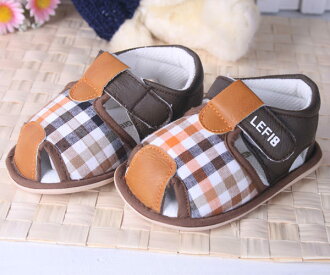 ★ 魔法Baby ★【KUKI 酷奇優質經典格紋柔舒寶寶鞋☆男童鞋☆s2675】時尚設計童鞋(咖)