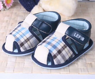 ★ 魔法Baby ★【KUKI 酷奇優質經典格紋柔舒寶寶鞋☆男童鞋☆s2675】時尚設計童鞋(藍)