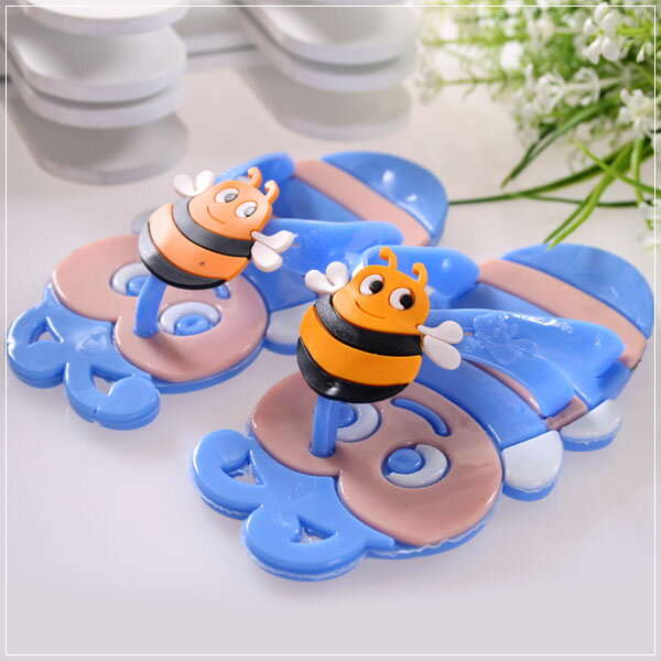 魔法Baby ~KUKI 酷奇可愛蜜蜂造型俏皮系脫鞋(藍)~男童鞋~s5867