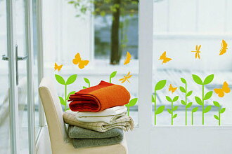 BO雜貨【SP1204】高品質DIY創意牆貼 裝飾組合可移動壁貼 壁貼 磁磚貼 霧面 蝴蝶小草