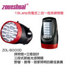 日象 ZOUESHOAI ZOL-8000D 18Lamp充電式二合一炫亮探照燈
