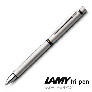 LAMY匹敵系列不銹鋼三用筆05自動鉛筆.橘色螢光筆.原子筆 *759 tri pen cp1