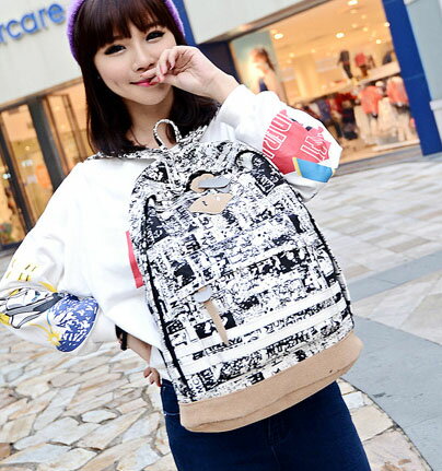 【歐美塗鴉後背包】 韓版流行後背包 學院風旅行包 書包時尚玩包