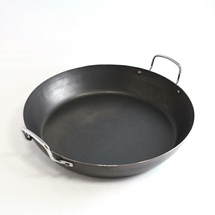 【Gusto古斯特】黑鐵無塗層商用雙耳平煎鍋-28cm
