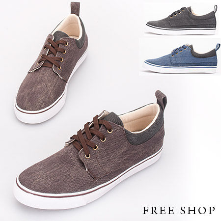 Free Shop【QSH0226】日韓系復古水洗布面質感中統休閒鞋帆布鞋‧三色 (XP04) MIT台灣製