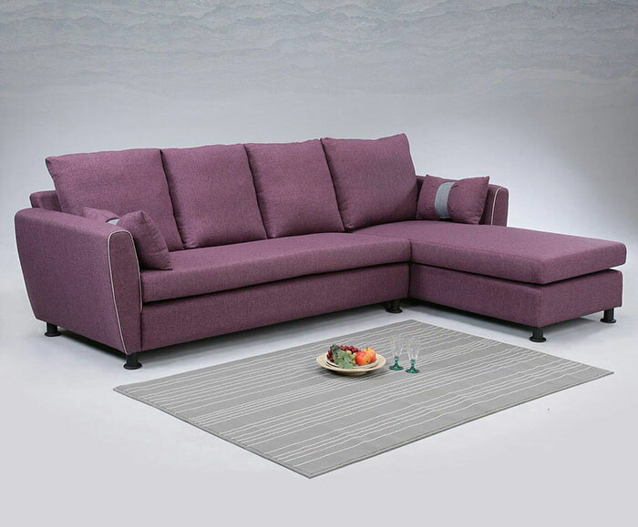 【尚品傢俱】 798-03 蘭斯L型亞麻布沙發 (另有灰、綠、紫色)/L-Shaped Sofa
