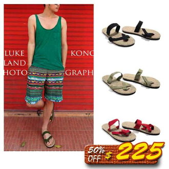 Mao 夏季新款潮流夾腳亞麻情侶男女拖鞋