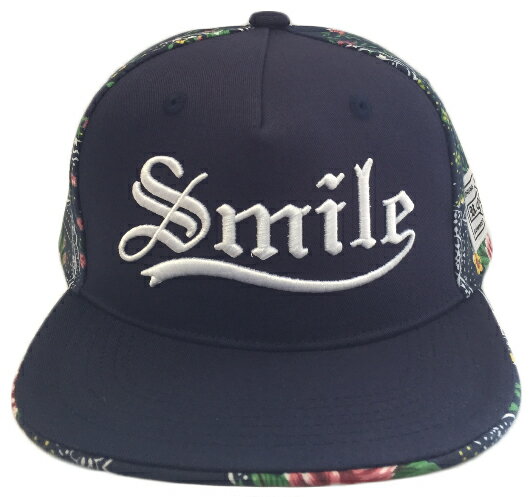 smile花布立體刺繡棒球帽平板帽 