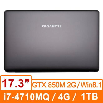 技嘉GIGABYTE P17F-BSMF0630 (黑) 筆記型電腦 i7-4710MQ/DDR3L 4 G/1T 7200rpm/GTX 850M D3 2G/DVD/Win8.1