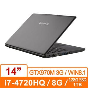 技嘉GIGABYTE P34WV3-0H460093A30 (黑) 筆記型電腦 i7-4720HQ/DDR3L 8G/mSSD128+1T/GTX970M D5 3G/W8.1  