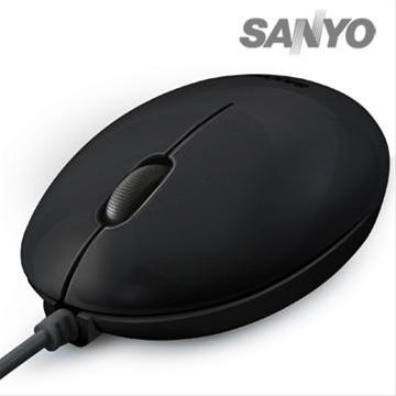 SANYO繽紛蛋型USB有線光學鼠-(黑/白/粉 三色)