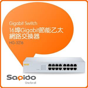 SAPIDO HG-3216 16埠 Gigabit 節能乙太網路交換器  