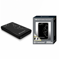 創見 2.5吋 500G SATA,懸吊防震,黑色花紋鏡面行動硬碟TS500GSJ25A3K