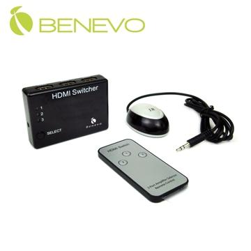 BENEVO UltraVideo BHS321實用型 3埠 HDMI 影音切換器,附紅外線遙控