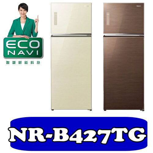 全店95折 國際牌【NR-B427TG-T/NR-B427TG-N】422公升玻璃ECONAVI雙門變頻冰箱〈樂天點數天天5倍送〉