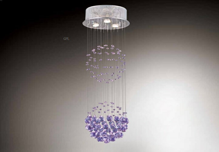 紫鑽水晶珠吊燈 + LED