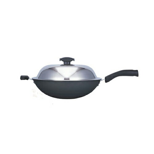 【寶馬牌】黑瓷釉不沾單把炒鍋 40cm (JA-A-008-040A)