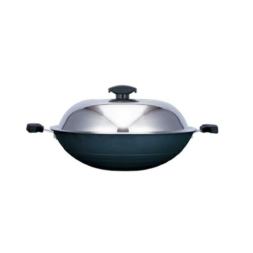 【寶馬牌】黑瓷釉不沾雙耳炒鍋 42cm (JA-A-008-042)