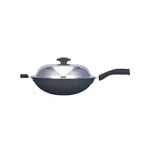【寶馬牌】黑瓷釉不沾單把炒鍋 33cm (JA-A-008-033)