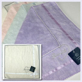 【esoxshop】╭*愛戀蝴蝶結緞繡小方巾(24*24cm)╭*夏日必備《小方巾/手帕/童巾》