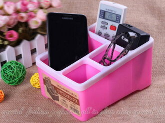 ◎123便利屋◎【GF499】遙控器收納盒4格 彩色桌面四格收納座 筆盒 文具收納盒 手機座