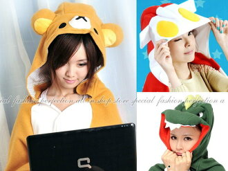 (免運)雙面絨『輕鬆小熊 恐龍 鹹蛋超人 小貍貓』暖暖披肩.室內空調被子.懶人披肩袖毯【DG134】◎123便利屋◎ - 限時優惠好康折扣