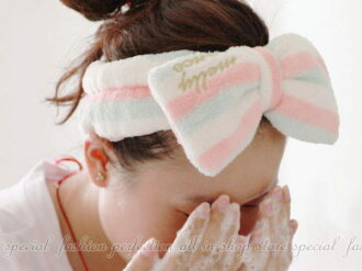 大蝴蝶結絨布包頭巾 洗臉化妝敷臉束髮巾 乾髮巾束髮帶髮圈髮箍【DW365】◎123便利屋◎