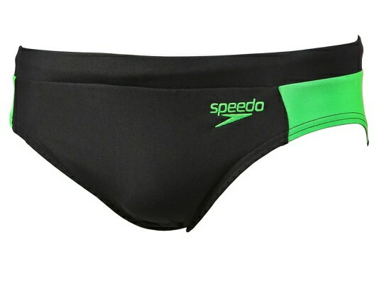 [陽光樂活]SPEEDO男人運動三角泳褲 Logo Graphic Splice 7cm-SD809666A833 黑-綠