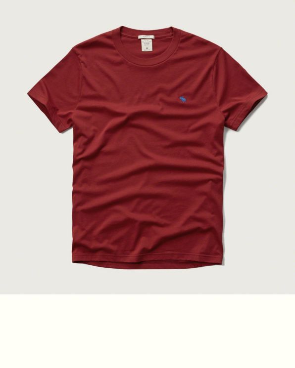 A&F 男 T-Shirt 短袖 上衣 素T T恤(紅)