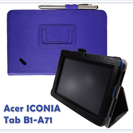 【手持、側掀】宏碁 Acer ICONIA Tab B1-A71 7吋平板 手托荔枝紋保護皮套/書本式翻頁皮套/帶筆插保護套-【熱賣中】