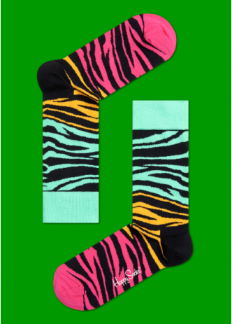 ☆Mr.Sneaker☆ 瑞典 Happy Socks 2015 班馬紋 中筒襪 BZ01 繽紛 歡樂 快樂襪 動物紋 虎紋 綠/黃/紅