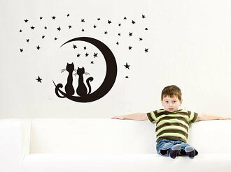 BO雜貨【YV2891】時尚組合壁貼 牆貼 壁貼紙 創意璧貼 壁紙壁貼 壁紙貼 星空貓咪