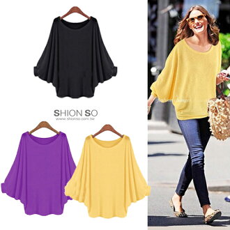 享瘦衣舍中大尺碼‧ 【B1192】經典寬版飛鼠袖針織上衣