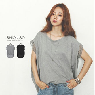 享瘦衣舍中大尺碼【1020】鏤空袖寬版造型上衣