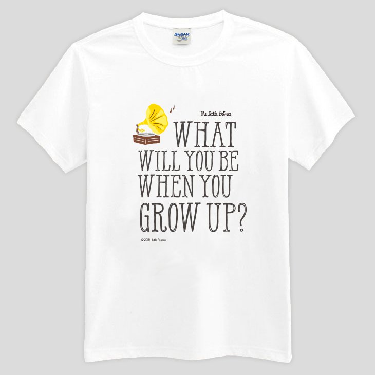 小王子電影版授權 - T恤：【 你想成為怎樣的大人 】短袖修身 T-shirt ( 白 / 粉紅 / 水藍/ 麻灰 / 果綠 / 藏青 / 黑 )