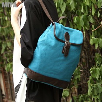 MiYA 韓款中性帆布男女後背包 咖啡黃藍棕黑色