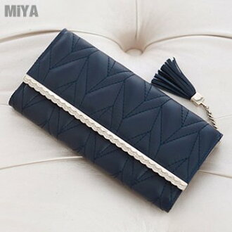 MiYA Luni 義大利真皮牛皮女流蘇水鑽長夾 紅黑藍色 - 限時優惠好康折扣