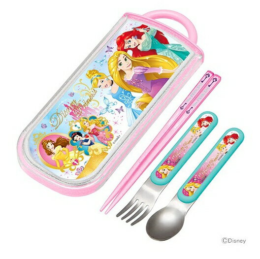 日本製【迪士尼授權 迪士尼公主系列 餐具盒 / 餐具組(筷子+湯匙+叉子)】