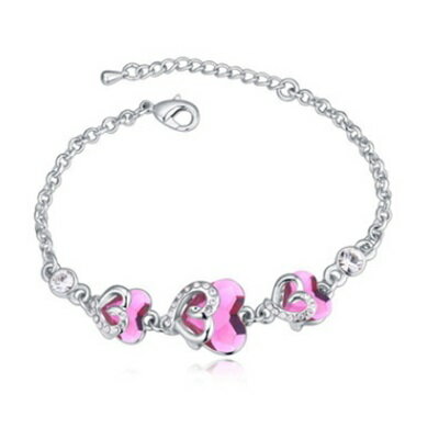 925純銀手鍊水晶手環-時尚經典愛心鑲鑽情人節生日禮物女飾品3色73jw296【獨家進口】【米蘭精品】 2