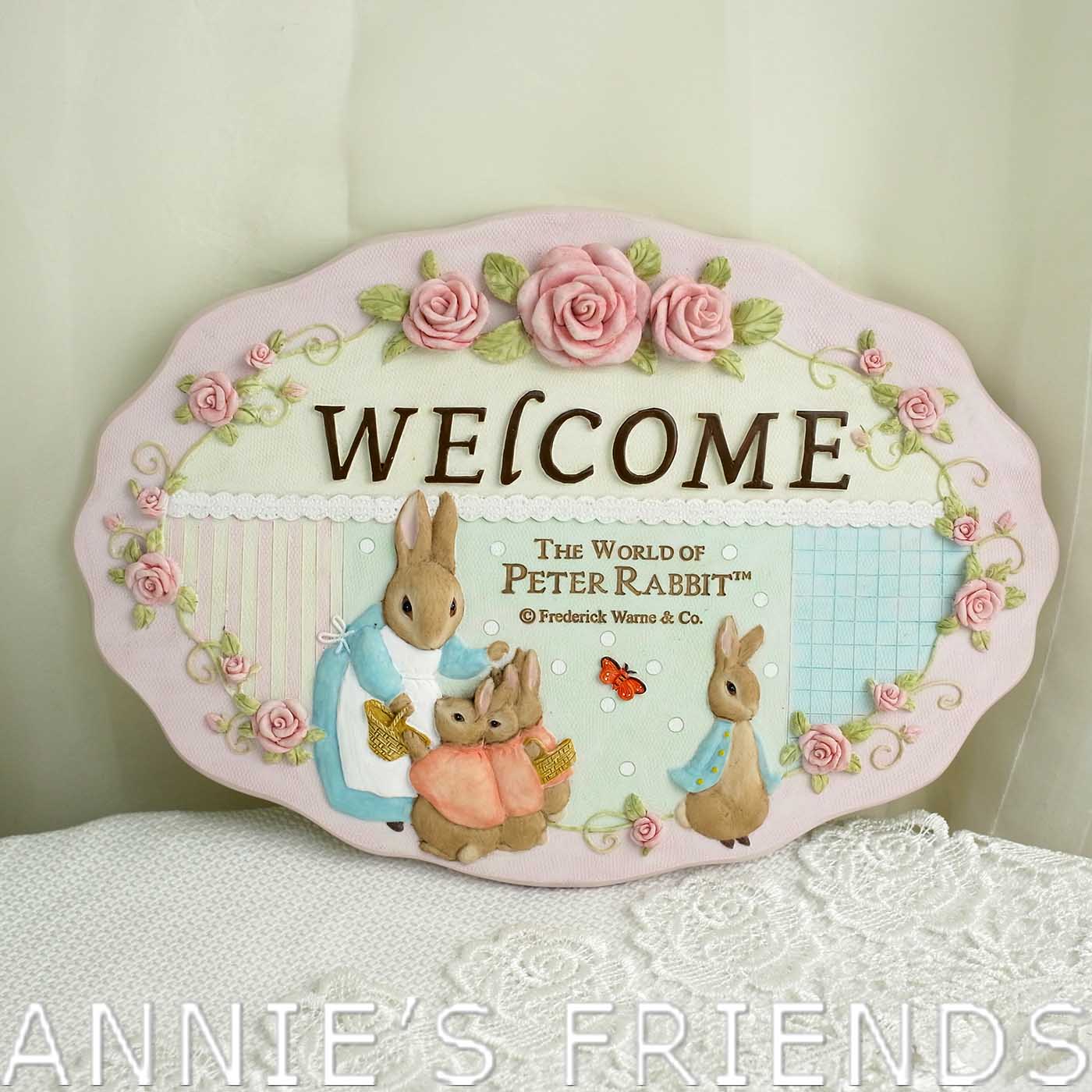 AnniesFriends 彼得兔 Peter Rabbit 拼布 Welcome掛牌 掛飾 門牌 鄉村風