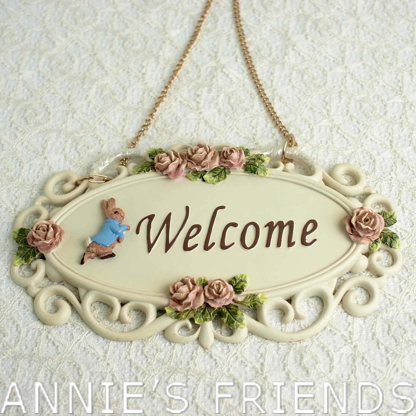 AnniesFriends 彼得兔 Peter Rabbit 玫瑰壁飾 掛飾 welcome 典雅 浪漫 家飾 禮品