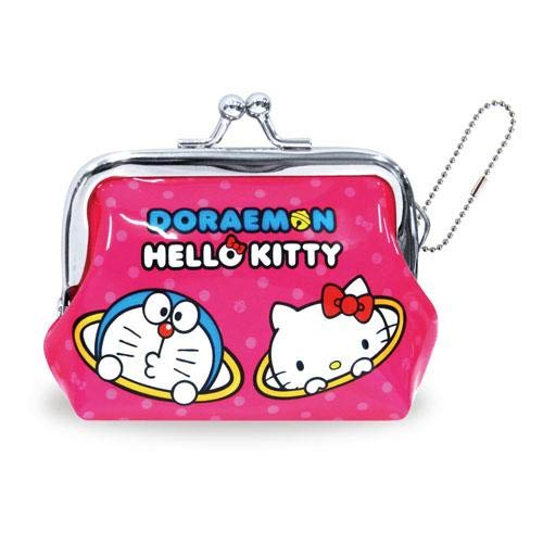 Hello Kitty 哆啦A夢 聯名 珠扣 口金 零錢包 日本正版商品