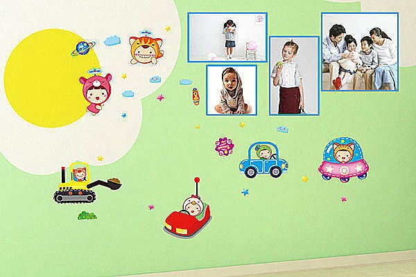 BO雜貨【SP1978】創意可移動壁貼 牆貼 背景貼 磁磚貼 兒童房佈置設計壁貼 娃娃照片貼