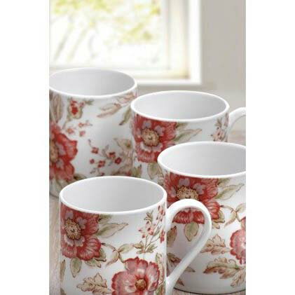 Royal Worcester 英國進口 馬克杯4入組 - 紅玫瑰