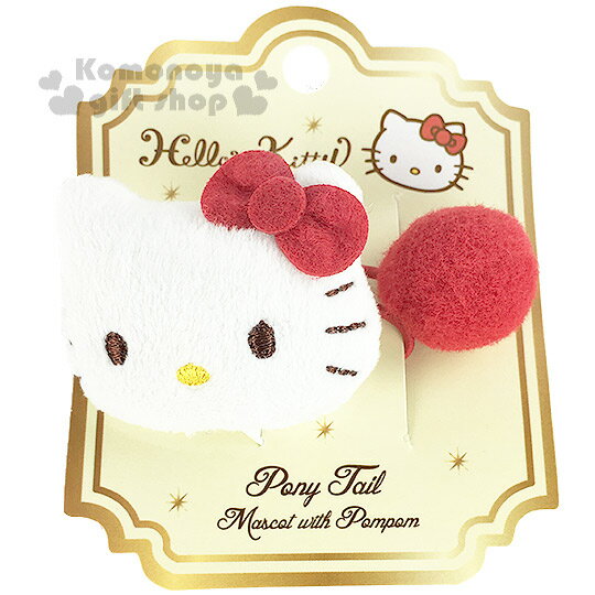 〔小禮堂〕Hello Kitty 造型彈力髮束《白.紅蝴蝶結.紅球》髮圈