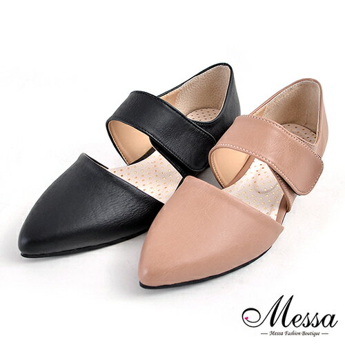 【Messa米莎專櫃女鞋】MIT 俐落設計瑪莉珍款內真皮尖頭包鞋-二色