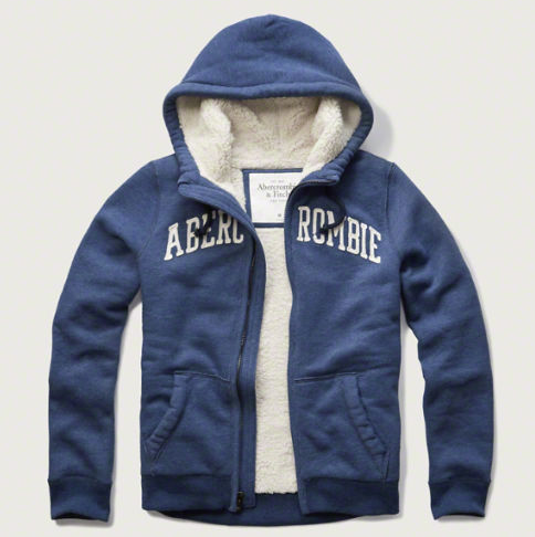 美國傑森』A&F(現貨)男生連帽外套 Abercrombie & Fitch AF 麋鹿LOGO 內裏刷毛 藍色 秋冬新款 超保暖