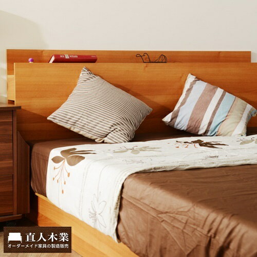 【日本直人木業】5尺原木色標準雙人床架簡約收納功能